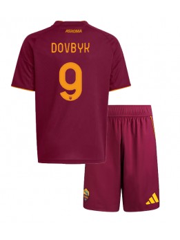 Billige AS Roma Artem Dovbyk #9 Hjemmedraktsett Barn 2025-26 Kortermet (+ Korte bukser)